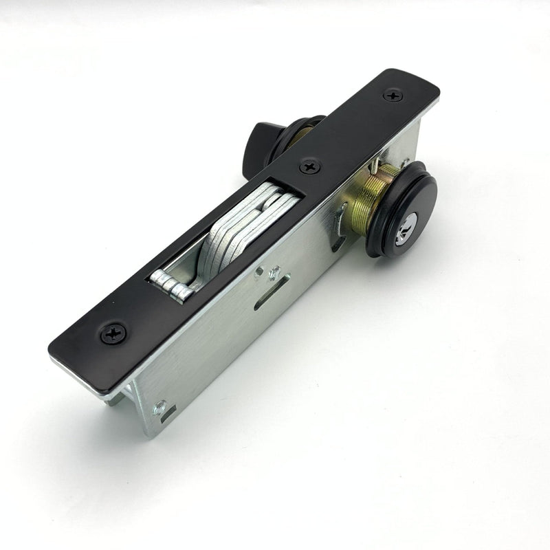 Commercial Door Lock with Deadbolt ，Storefront Mortice Hook Door Lock，Swing Deadbolt & Cylinder Combo, with Key for Aluminum/Zinc Alloy Shop Doors,Black 1-1/8" Backset