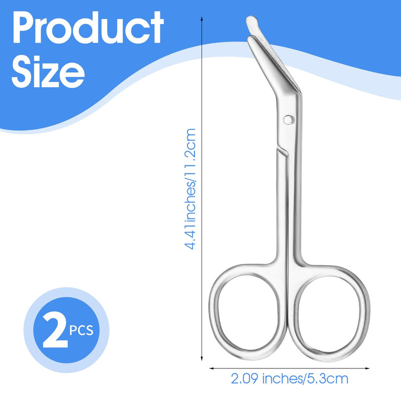 2 Pcs Ostomy Scissors Bandage Nursing Supplies Premium Stainless Steel Grade Surgical Curved Scissors for Ostomy Care Colostomy Urothrostomy Home Doctors Care (Silver) 2