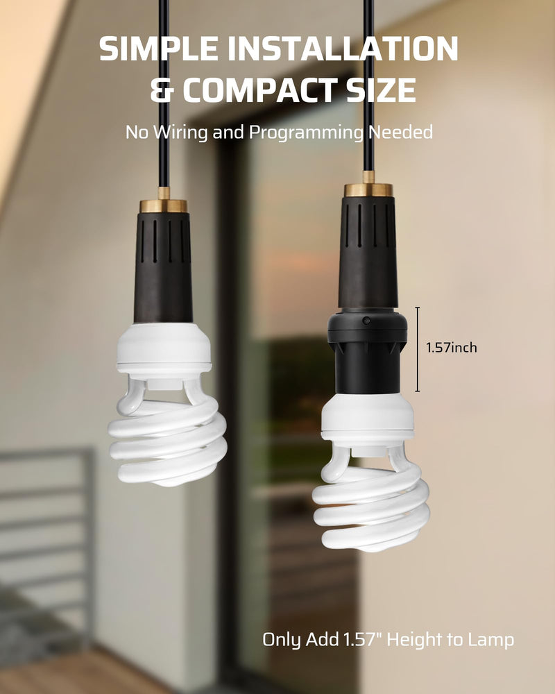 DEWENWILS Light Sensor Socket, Dusk to Dawn Sensor Socket, Light Bulb Socket for Light Fixtures, Compatible with Incandescent/CFL/LED/Halogen Bulbs, 4 Pack Black
