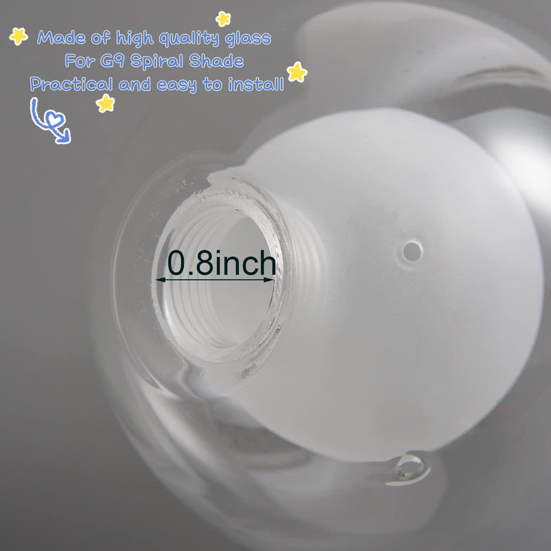 Lighting Replacement Glass Lampshade 4 Inch Milky White Glass Dome Cover Round Globe 0.8 Inch Fitter for G9 Bulb Replacement (transparent and white)