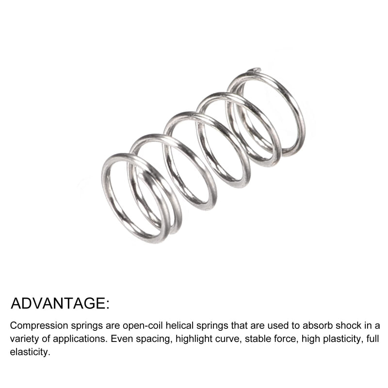 METALLIXITY Compression Springs (0.5x5mm OD,10mm Free Length) 10Pcs, 304 Stainless Steel Extension Spring - for Shop Home Repairs, DIY Projects, Silver Tone 0.5x5mmx10mm
