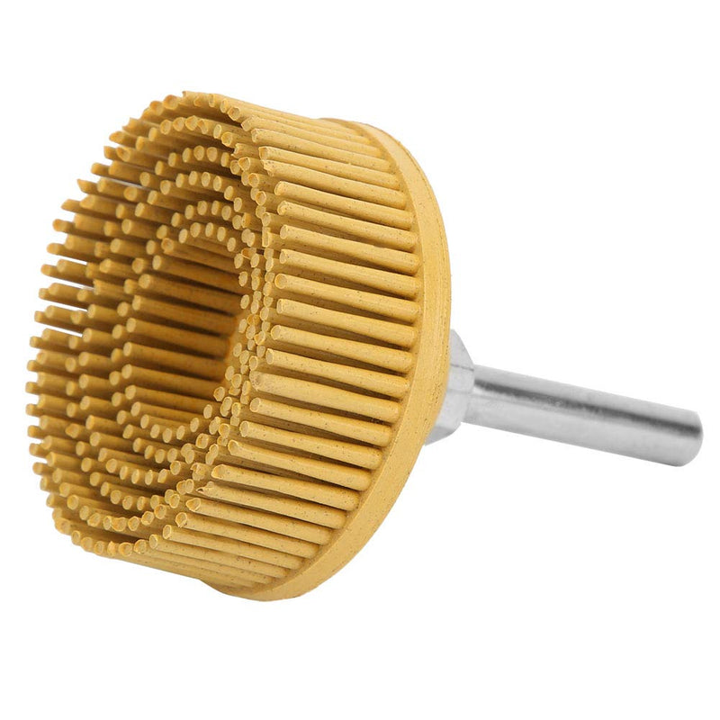 Bristle Disc Brush, 2 Inch Polishing Brush Durable Emery Rubber Bristle Discs for Metal Fine Finishing and Burr Removal Abrasive Tool(Yellow 80#)