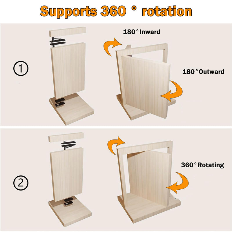 Hidden Door Hinge, Stainless Steel Hidden Hinges 573LB Load-Bearing for Doors, Heavy Duty Pivot Door Hardware Swinging Pivot Hinge 360° Rotation Invisible Hidden Door Bookcase 1pcs
