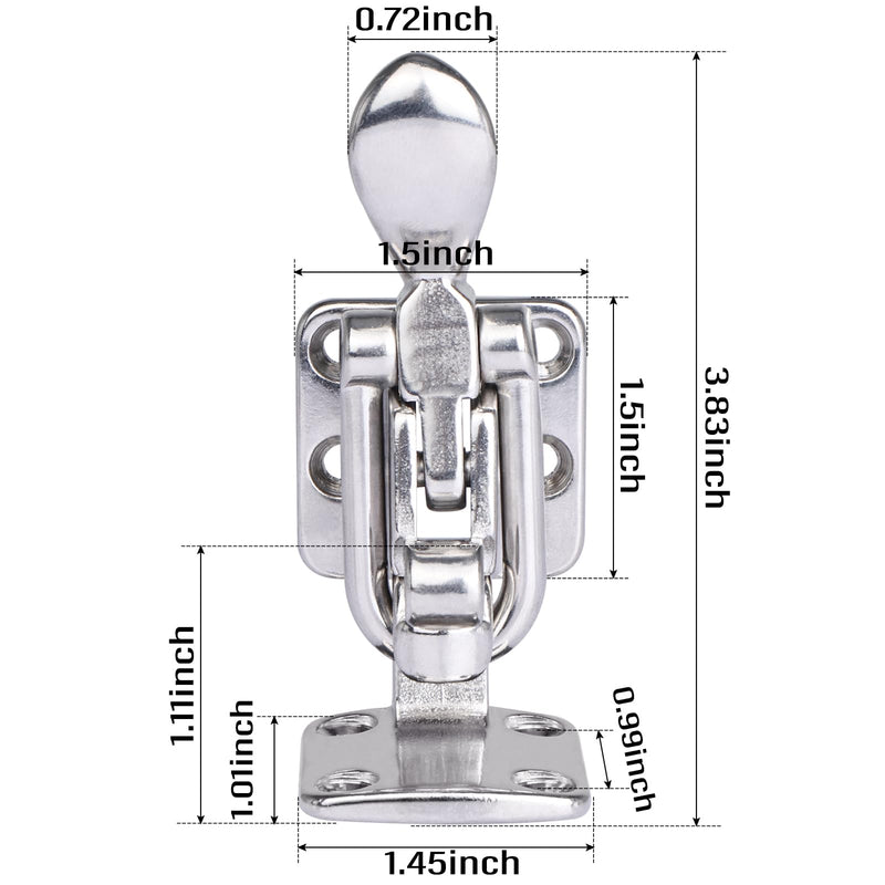 NovelBee 2pcs Stainless Steel Hold Down 90 Degree Clamp Locking Cam Latches,Anti-Rattle Latch Hasp for Boat Marine RV Caravan