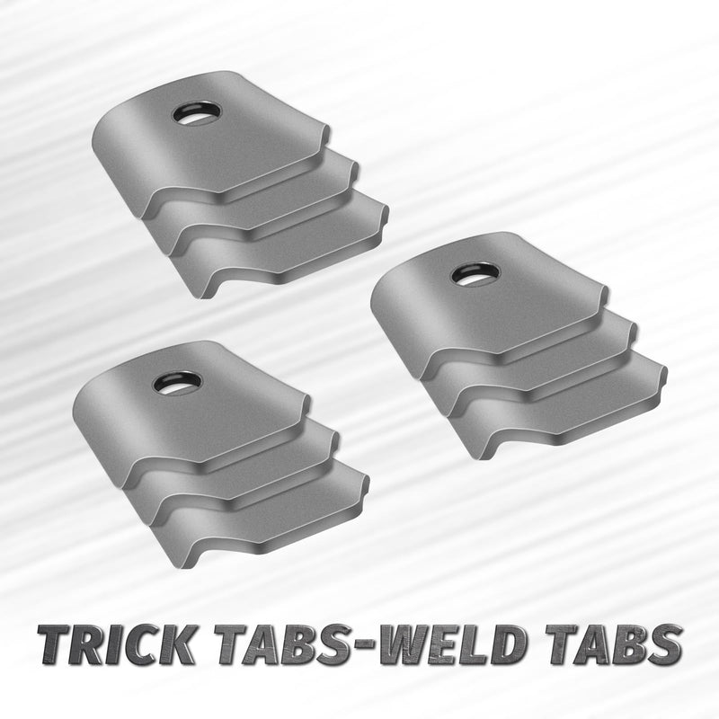 Trick Tabs, Weld Tabs, Universal Weld on Tabs with a 3/8" Hole. 1/8" Thick 1-3/4" wide wing -1-3/4" Length Pack Of 9