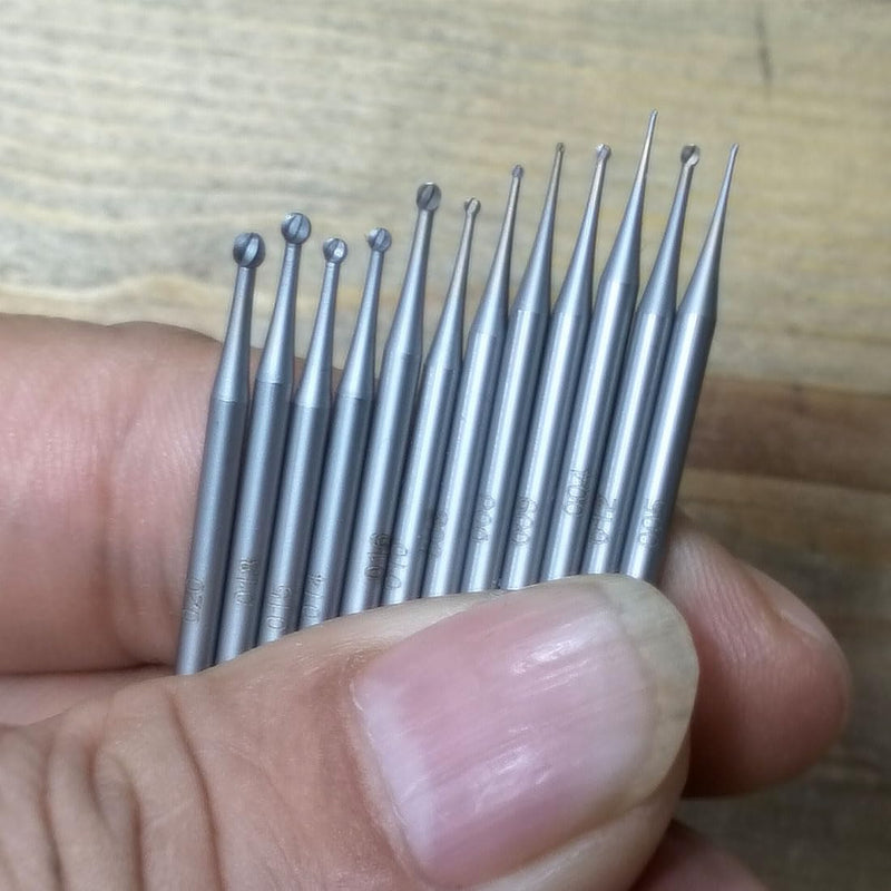 12 Pcs Round Ball Burr - 3/32'' Shank Jewelry Micro Engraving Burs Ball Shape Cutting Bits Lapidary Making Tools (004-020)