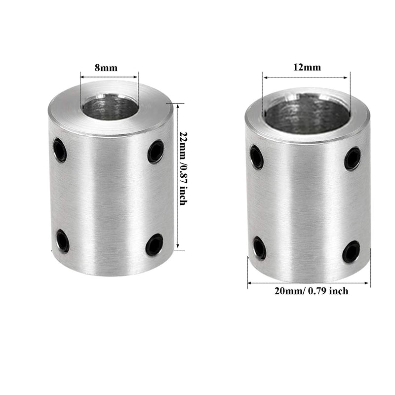 4Pcs 8mm to 12mm Rigid Motor Shaft Coupling Coupler Sleeve Coupling Adapter for 3D Printers RC Motor Accessories