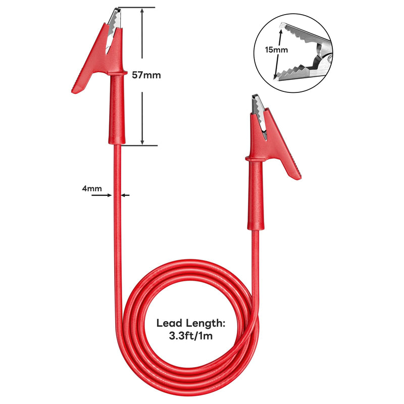 Goupchn 5PCS Alligator Clips Test Leads Dual Ended Crocodile Wire Cable with Insulators Clips Test Flexible Copper Cable for Electrical Testing 3.3ft/1m 5 Colors-3.3ft/1m Style A