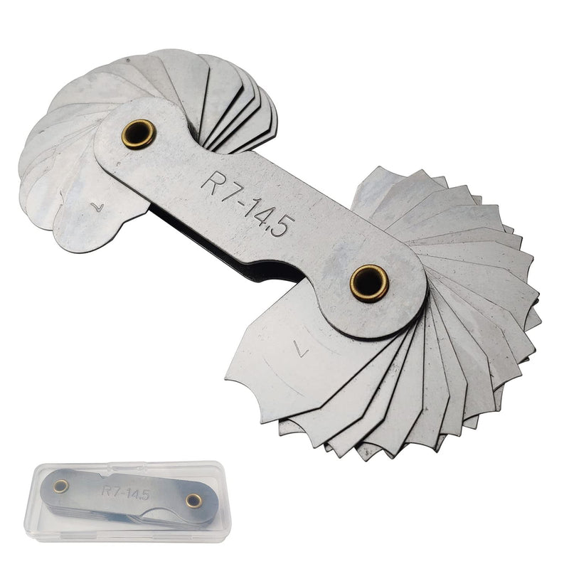 6 Pack R0.3-1.5/ R1-6.5/ R7-14.5/ R15-25/ R25-50/ R52-100 Radius Gauge Set, Stainless Steel Radius Fillet Gage Portable Concave Convex Measuring Tool for Tool and Die Makers Check R0.3-100