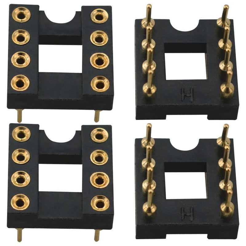 10PCS Fully Gold Plated DIP IC Chip Socket Adapter 2 Rows of 8 Round Pin Soldering 7.6mm Line Spacing Operational Amplifier Socket Integrated Circuits for PCB Board Electronic Component