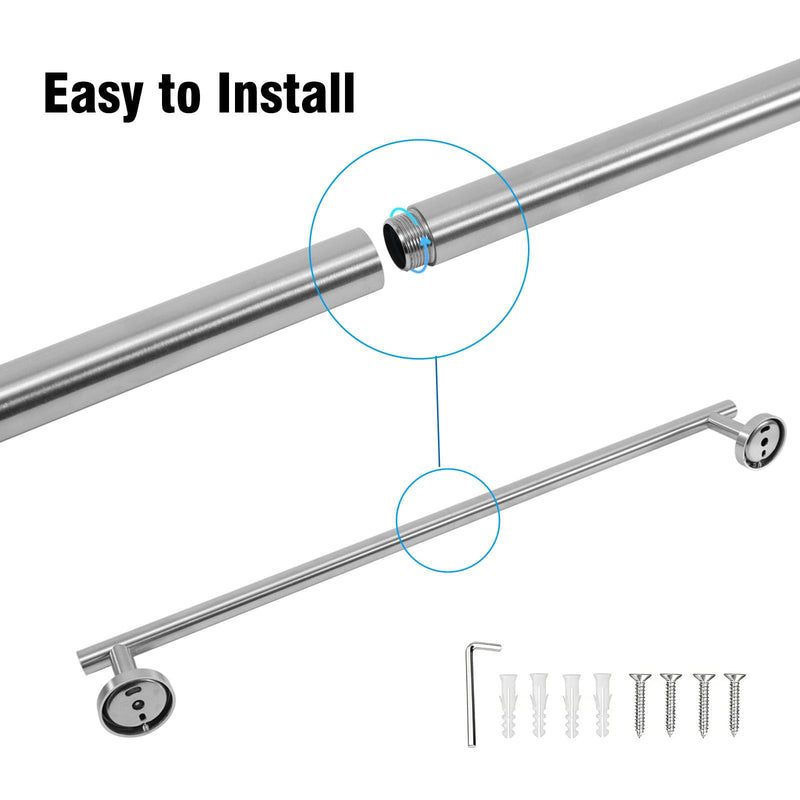 #304 Stainless Steel Towel Bars with Length 23.6inch,Round Design(Brushed Nickel) Brushed Nickel 23.6 Inches 1