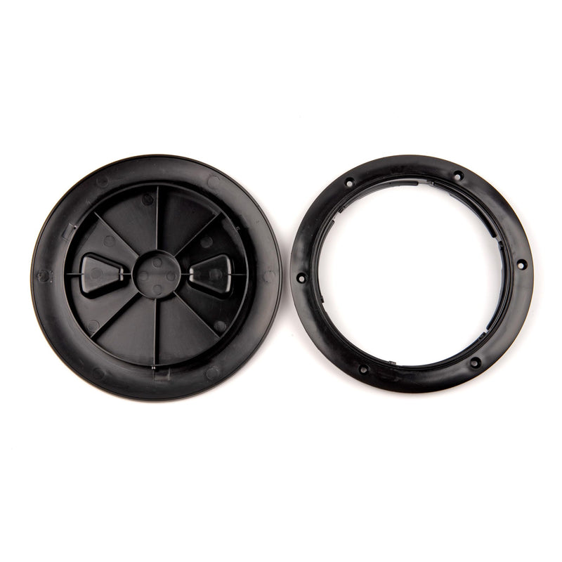 T-H Marine Low Profile Twist-Out Deck Plate - 4 in Black - Quick Access Screw-Out Hatch Cover with Textured Lid - Watertight O-Ring Gasket - Hidden Fasteners - Smooth Overlap Frame