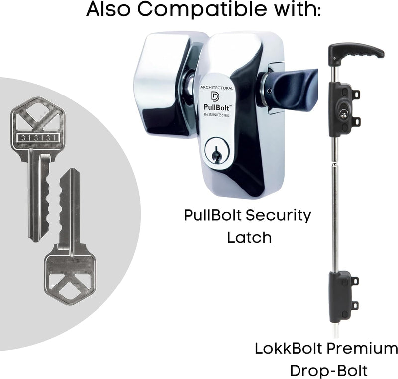 Key Replacement for Magna Latch Series 3 with Forward Facing Keyhole (New Style) - Key 313131 for Lokklatch & MagnaLatch Pool Gate Models with Robby's Cloud Key Float Keychain (3 Pack) Magna Latch Series 3 Key