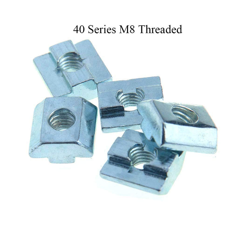 T Nuts Tee Sliding Slot Nuts 40 Series M8 Threaded Slide in Pre-Assembly for 40x40 Aluminum Extrusions Frame with Profile 4040 Sereis 8mm Slot for CNC Router Build Rail 3D Printer 12pcs 40Series M8-12Pack