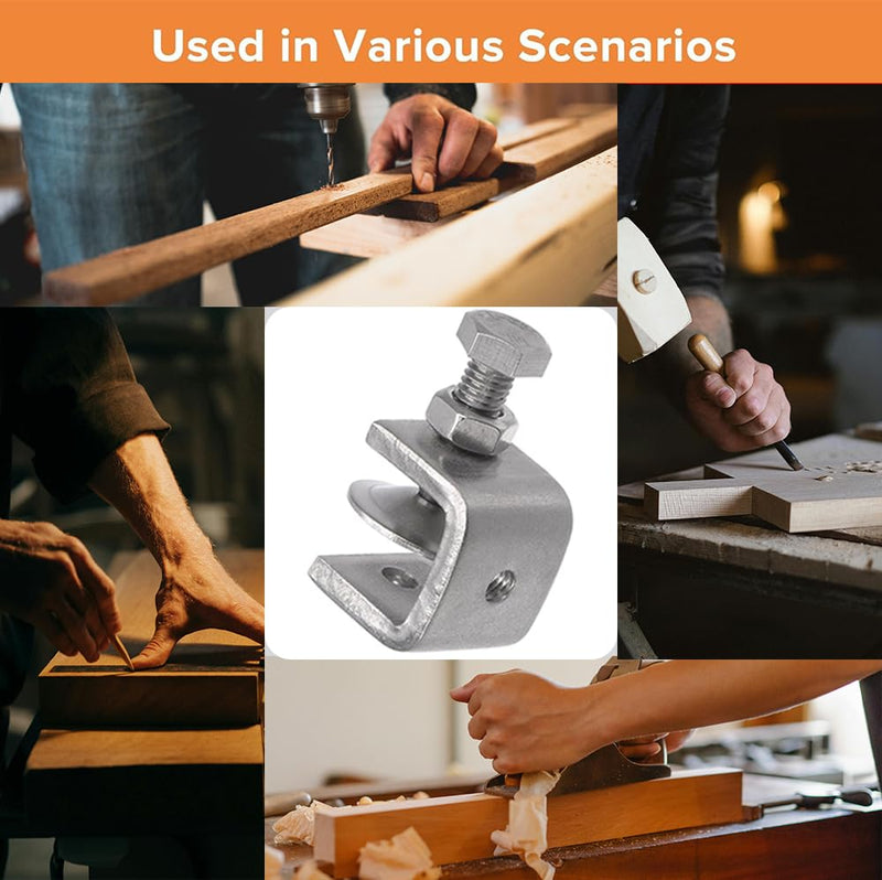 Stainless Steel C Clamps, Mini Tiger Clamp Set for Mounting, Heavy Duty Metal U Clamps, Small Desk G-Clamp with 0.79 Inch Stable Wide Jaw Opening for Metal Working Woodworking Welding Building (4pcs) 0.79 in / 20mm (4 Pcs)
