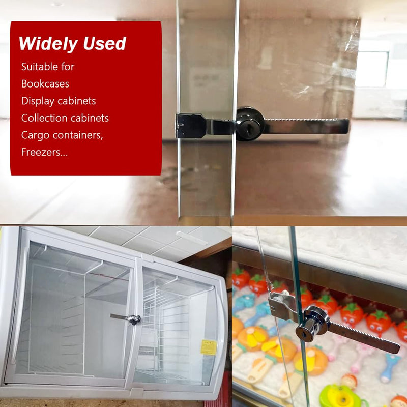 Sliding Glass Door Ratchet Lock with Chrome Finish,Glass Display Case Lock,Keyed Alike Showcase Display (2) 2