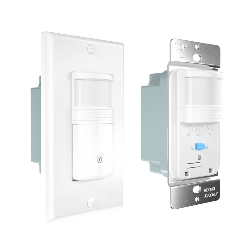 2 Pack Motion Sensor Light Switch, Neutral Wire Required, Single Pole Only (Not 3-Way), Indoor in-Wall Occupancy Sensor with Wall Plate, Adjustable Timer, Title 24, UL Certified, White 2