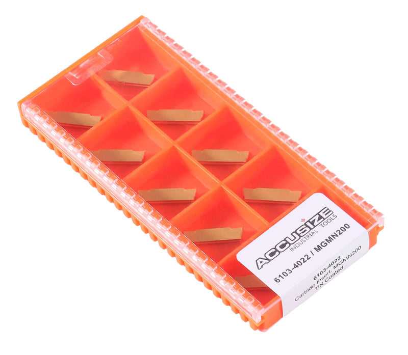 Accusize Industrial Tools 3/8" x 3/8'' Cut-Off Holder, Parting Tool, Mgehr06-2 of 2387-2003 with 10 Carbide Inserts for Cutting Steel, 2387-0003ins | For Steel, MGMN200 Inserts Included, 1 Indexable Holder Plus 10 Carbide Inserts, 2387-0003INS