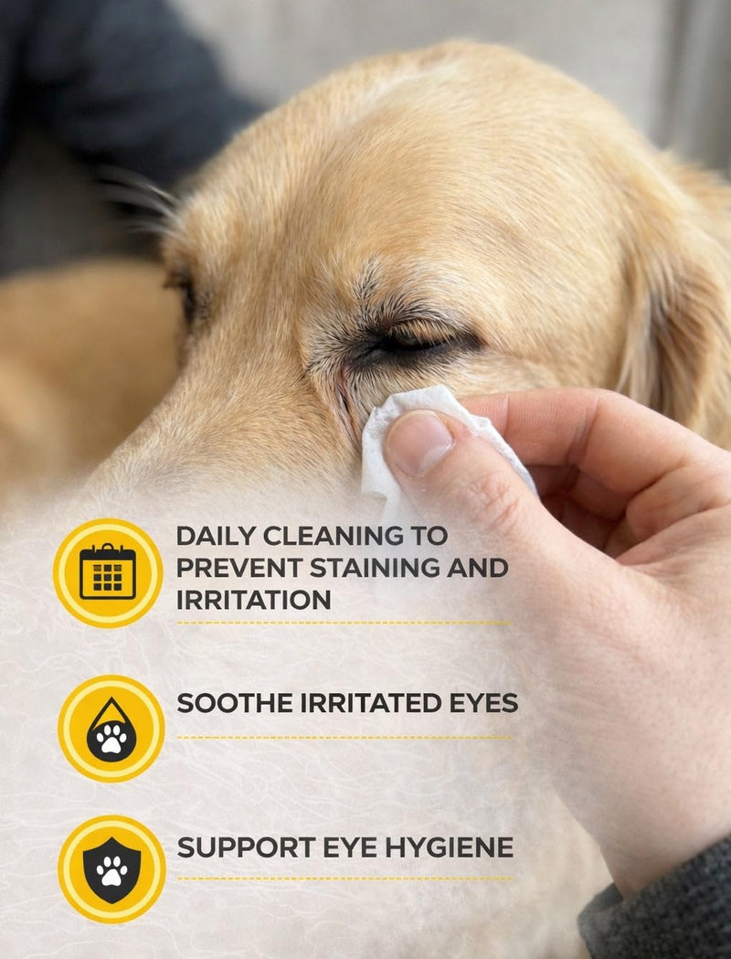 Dr. Oakley Dog Eye Wipes Cleaner for Dogs & Cats, Tear Stain and Facial Daily, Natural Vet-Recommended Dog Eye Treatment