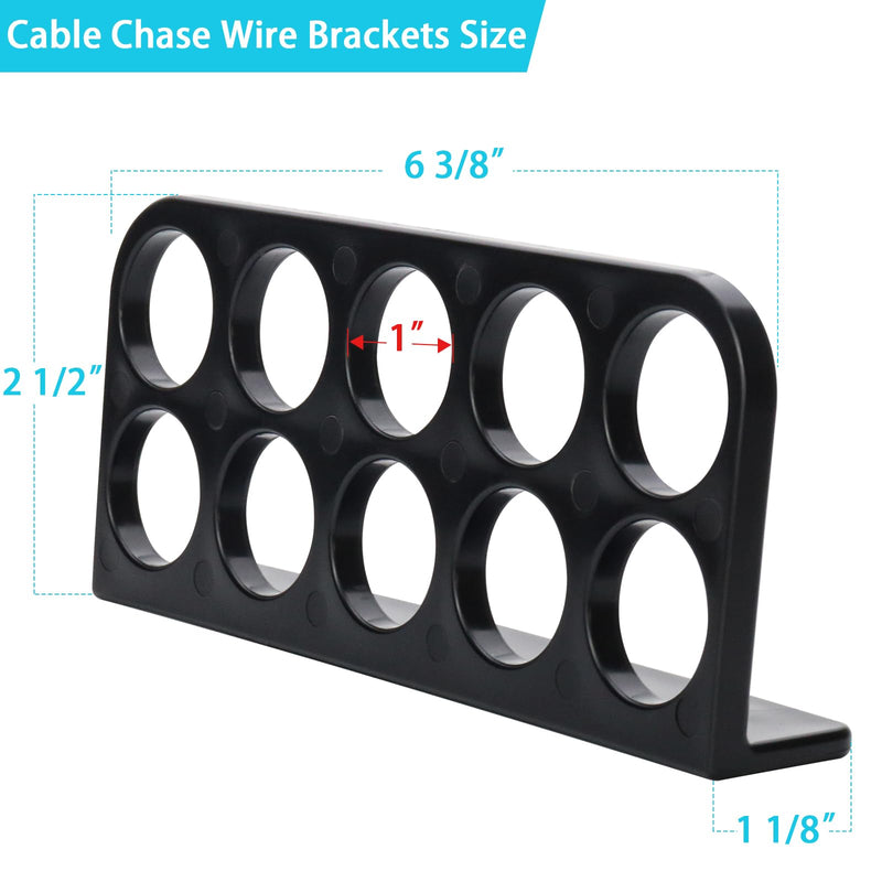 20Pack Cable Chase-Wire Bracket,Cable Support Wire Bracket Holder for NMB Electrical Cord Organized Management,Labor Time Saving,1" with 10-Hole Design Black 20 Pack