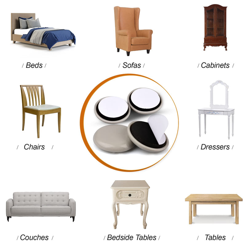 1-1/4" Furniture Sliders for Carpet & Hardwood Floors, 24PCS Furniture Pads for Quickly and Easily Move Any Item and Protect The Floor 1-1/4"