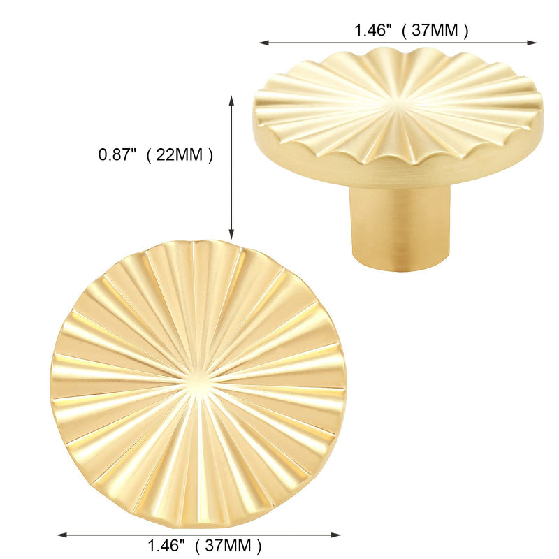 6 Pack Gold Cabinet knobs Kitchen Cabinet Pulls with Vintage Cupboard Drawers Hardware Dresser Drawer Handles Kitchen Cabinet Handles (Single Hole, 6 Pack, Brushed Gold) Single hole