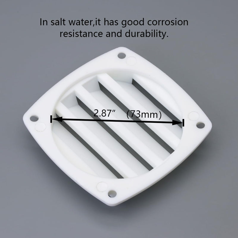 Marine Boat Nylon Louvered White Flush Thru Vent | Free Stainless Steel Screws(4 Pcs)