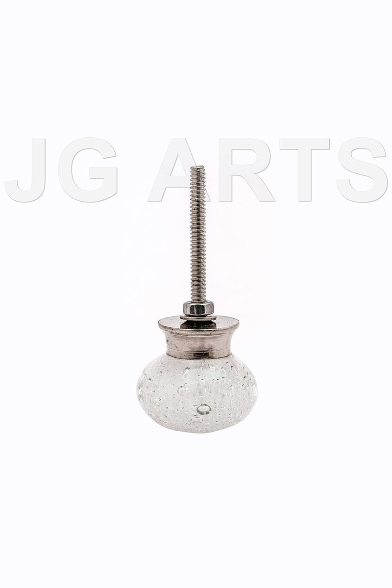 JGARTS Round Glass Dresser Drawer, Door, Cabinet Knob Brushed Nickel Hardware - - Pack of 12 (Clear)