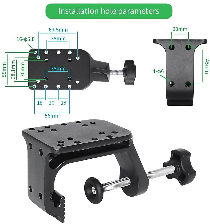 Strg C-Clamp Mount with 1" B Size Ball Round Base and Diamond Base, Aluminum Clamp Boat Mount C Claw Holder Compatible with 1" B Size Ball Double Socket Arm for Phone GoPro GPS Mounting and More C Clamp + Round Mount + Diamond Mount