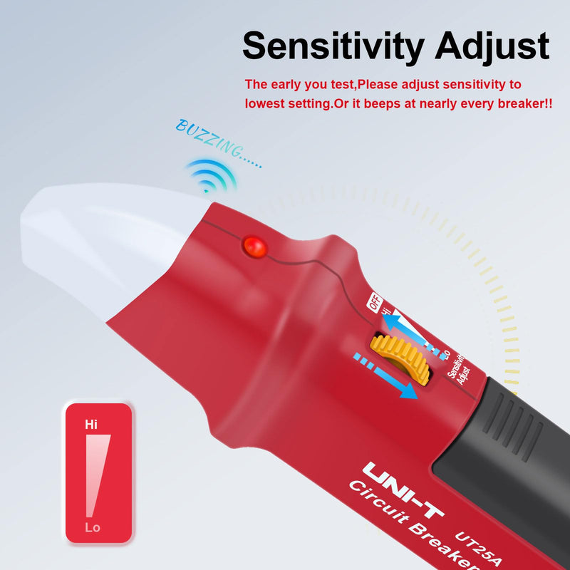 UNI-T AC Circuit Breaker Finder and Tracer Tool Kit with Electrical Integrated GFCI Outlet Tester, AC 90-120V USA Plug + Adjustable Sensitivity Beeper Indicattion+ Flashing LED Light - UT25A