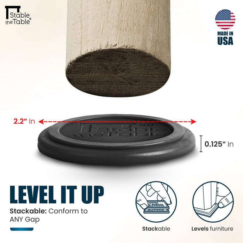 Stable The Table-12 Pack-Walnut Round, Furniture Leveler & Riser, Anti-Slip Sofa Gripper for Hardwood Floors, Floor Protector, Stacking Furniture Pad, Bed, Desk, Couch & Table Stabilizer, Made in USA Walnut Round 12
