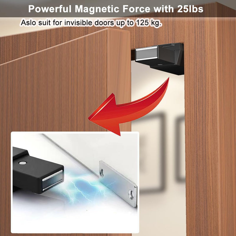 Magnetic Push to Open Cabinet Hardware CBRIVE 2 Pack Heavy Duty Push Latch & Lock for Hidden Door Touch Latches and Catch Magnet Push Release Drawer Pull Tip on RV Closet Close Strong Pop Out, Black