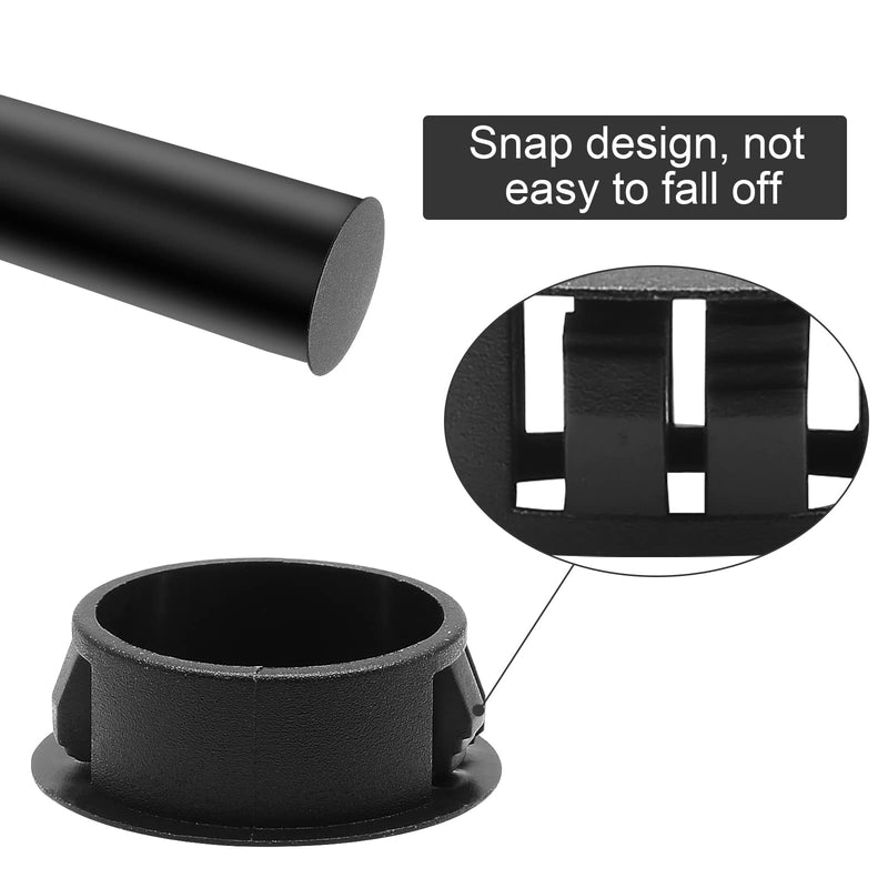 50Pcs Black Plastic Hole Plugs, 5/8Inch (16mm) Round Flush Mount Hole Plug Panel Plug Snap for Table, Chair, Furniture 16mm (5/8Inch)