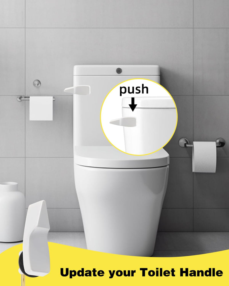 Hibbent Toilet Handle Replacement, Front Mount Tank Flush Lever Handle Compatible with American Standard, Toilet Trip Lever with Stainless Steel Flapper Chains, White