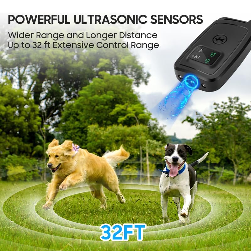 Dog Bark Deterrent Devices 2025 Ultrasonic Dog Repeller,Indoor Outdoor Bark Control Device with LED Flashlight,Barks No More Dog Training Device Tool,Black Black