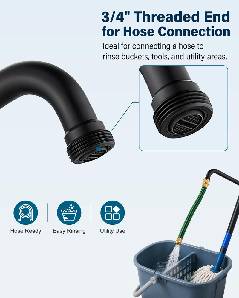 Aolemi Laundry Utility Sink Faucet,3/4" NPT Threaded End,Matte Black Matte Black