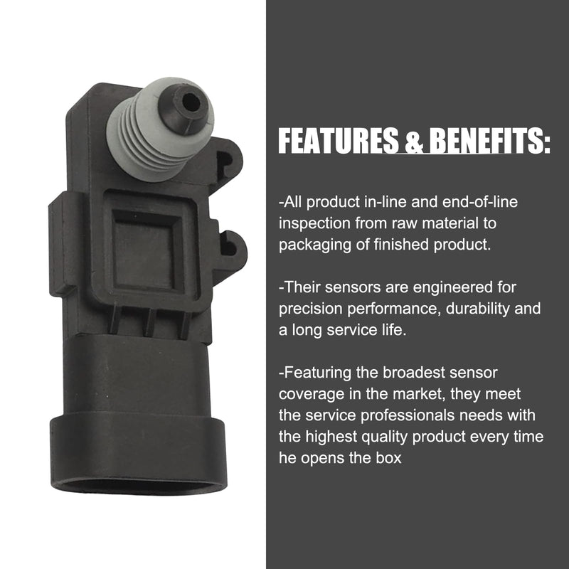 1 PC Automotive Fuel Tank Pressure Sensor, Vapor Vent Can Sensor, Fuel System Replacement Accessories, Compatible with Delphi 3rd Generation #16238399, 9377680, 09377680, 16196060 (Black)