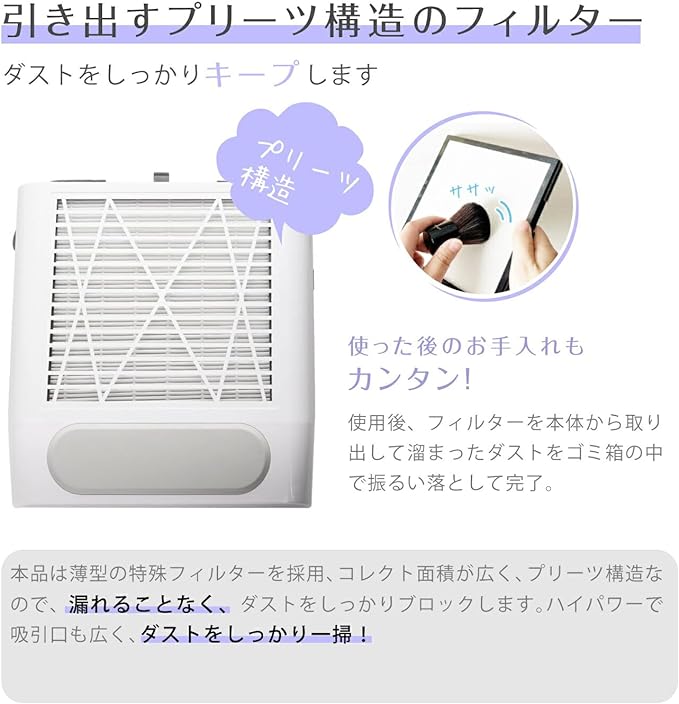 Minit Nail Dust Collector Nail Dust Cleaner Dust Collector Nail Self Nail Off Nail Care Quiet Design Strong Suction Nail Machine Nail Machine with Filter Dust Bag Not Needed Easy to Clean Gel Nail Art Care (White) - NewNest Australia