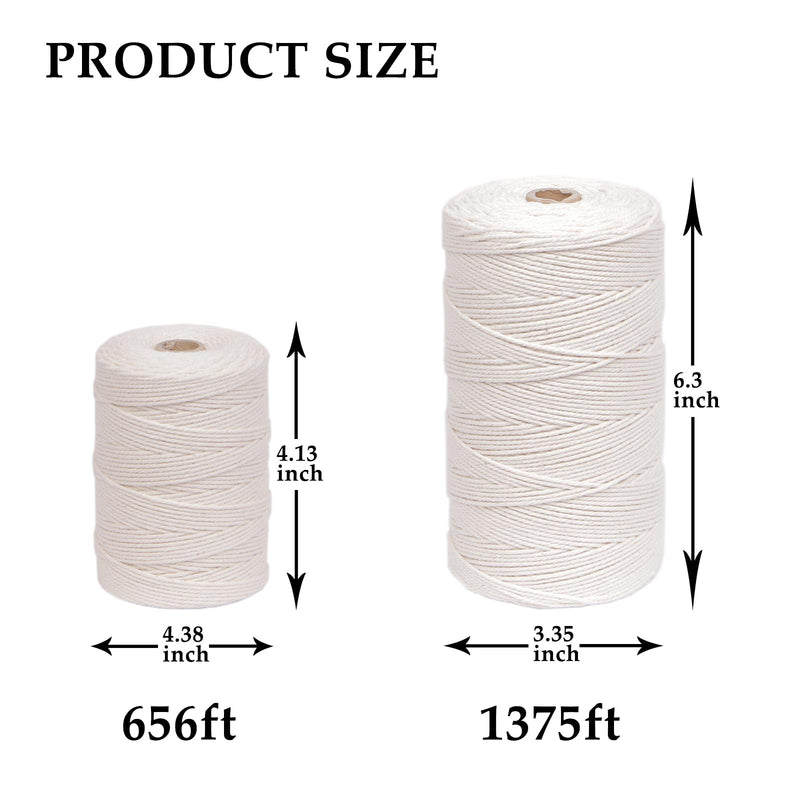 656ft Butchers Cotton Twine String 2mm Cooking Twine Food Safe for Bakers, Meat and Roasting, Gift Wrapping, Crafting & Knitting 656ft