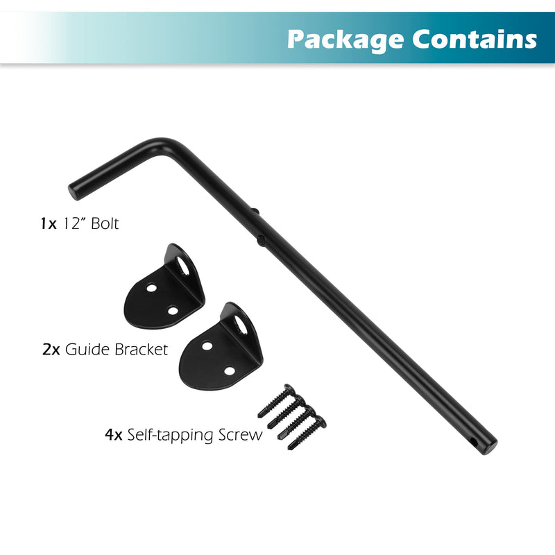 12" Cane Bolt Heavy Duty Drop Rod Gate Stopper Hardware, Gate Ground Latch for Wooden Fences Metal Gates Doors, Gate Drop Pin for Holding Gate to The Ground, Black Finish 1 12" Black