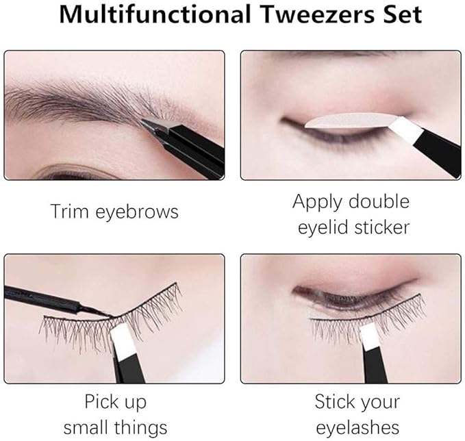 Eyebrow Tweezers Set, 2 Pack Professional Stainless Steel Precision Incline Tweezers and Pointed Eyebrow Tweezers Set Eyebrow Puncture Buried Hair and Facial Hair Remover for Women Men by RuiChy - NewNest Australia