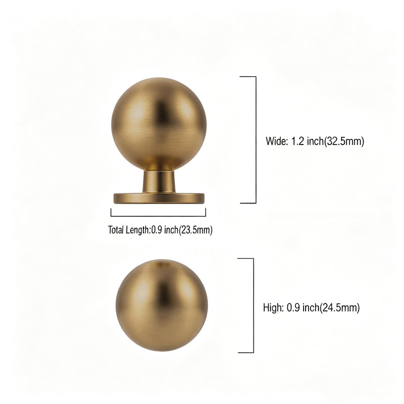 FILTA 30 Pack 1Inch(27mm) Diameter Round Solid Ball Champagne Bronze Cabinet Knobs Drawer Pulls Cabinet Hardware for Kitchen Cabinets and Bathroom Cabinets Single Hole Knob