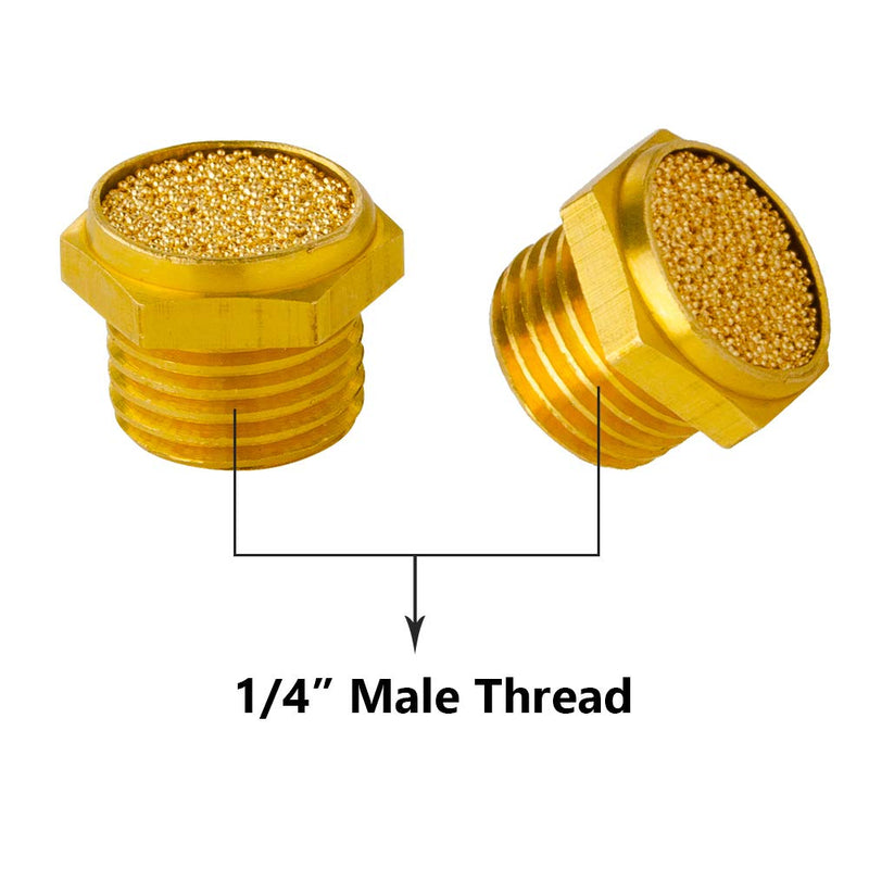 Quickun Pneumatic Muffler Silencer, 1/4” Male Thread Brass Air Exhaust Muffler Sintered Bronze Mufflers (Pack of 10) 1/4" Male-10pcs - NewNest Australia