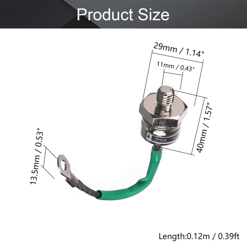 Fielect Helical Rectifier Diode Electronic Silicon Diodes 50A 1.6KV Peak Repetitive Reverse Voltage ZP 12mm Reverse Green 1Pcs