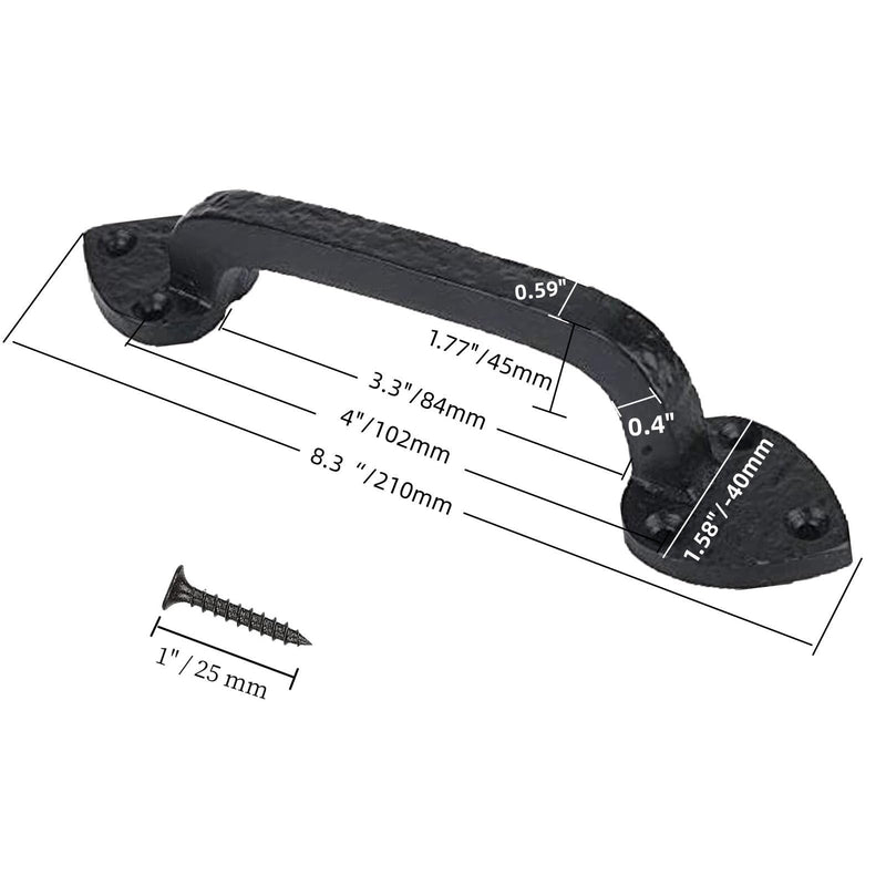 2-Pack 7 Inch Spear Barn Door Handle - Black Cast Iron Pull for Sliding Doors, Gates, Sheds, Fences, Closets - Indoor Outdoor Farmhouse Hardware 7" - 2 Pack