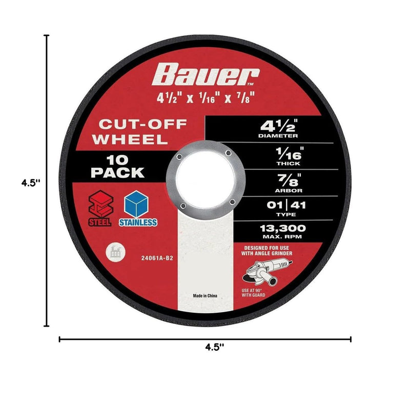 BAUER 4-1/2 In. 40 Grit Metal Cut-Off Wheel 10 Pk.