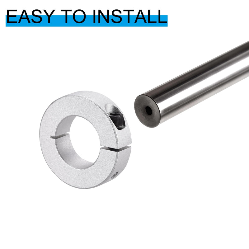 PATIKIL Bore 6mm Single Split Shaft Collar 20mm OD 8mm Thickness, 4 Pack Aluminum Alloy Locking Collar Clamp Style with Set Screw for Machine Tools Industry, Silver 6mm/1/4inch