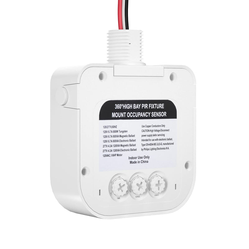 Single Pack Ceiling Occupancy Motion Sensor, Passive Infrared Technology, High Bay Fixture Mount 360 Degree, Hard-Wired, 120-277 VAC, Commercial, Industrial Grade Occupancy Sensor 1