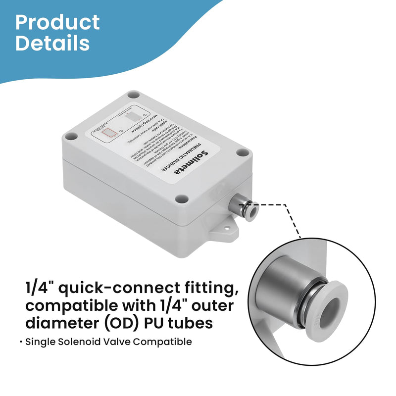 Patented pneumatic muffler, 1/4" inlet Pneumatic Exhaust Silencer – Single Solenoid Valve Compatible, Noise Reduction Muffler for Air Compressors & Pneumatic Equipment