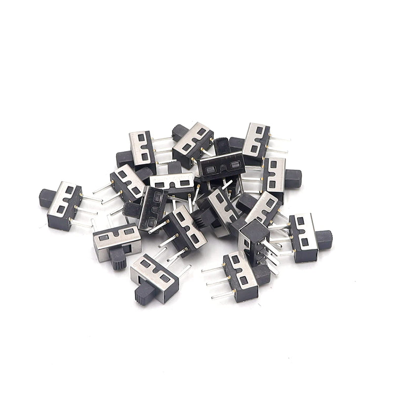 18PCS 5mm High Knob Vertical Micro Mini Slide Switchs,3 Pin 2 Position 1P2T SPDT Toggle Switches Panel Mount AC 125V 2A SS12D10-G5